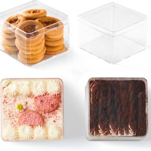 Plastic Dessert Cups with Lids and Sporks,Stickers,Tiramisu Containers,Cookie Containers,Clear Food Containers for Fruit,Pudding,Mousse, Tiramisu Cups With Lids,Clear,3.3  3.3  2.5in,8