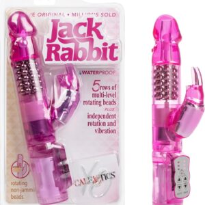 CalExotics Waterproof Jack Rabbit – Rabbit Vibrator With Rotating Shaft – Vibe Sex Toys for Couples – Adult Clitoral & G Spot Massager – Pink