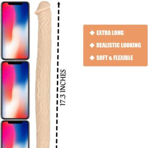 Double Ended Dildo, 17 in Super Long Double Dong, Flexible Realistic Double-Sided Dildo Penis, Sex Toys for Couple Men Women Lesbian Gay PlaySkin Tones