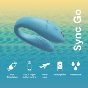 We-Vibe Sync Go Turquoise C-Shaped Couples Vibrator Travel Edition & Touch X Coral Powerful Mini Massager Vibrator - Couples Sex Toys Bundle