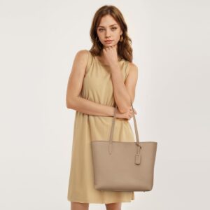 Kattee Leather Tote Bags for Women Shoulder Purses and Handbags Travel Work Bags with Wristlet Wallet 2-in-1