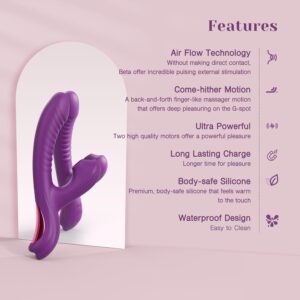 Tracy's Dog Vibrator Bundle - Beta Sucking Toys & Mini Wand Vibrator Purple, Adult Sex Toys for Clitoral G Spot Stimulation, Body-Safe Silicone, Rechargable, Waterproof