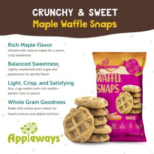 Appleways Maple Waffle Snaps, 1.9 oz, 15 Count - Individually Wrapped Whole Grain Snacks, Sweet and Crunchy Waffle Cookies, Lunchbox Friendly, Nut-Free Treats, Healthy Snacks for Adults & Kids