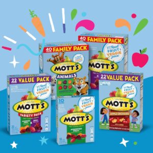 Mott's Assorted Fruit Flavored Snacks, Valentine's Day, Gluten Free, Family Pack, 40 Ct, 32 oz (Pack of 4)
