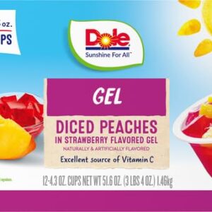 Dole Fruit Bowls Peaches in Strawberry Flavored Gel Snacks, 4.3oz 12 Total Cups, Gluten & Dairy Free, Bulk Lunch Snacks for Kids & Adults (Pack of 36)  A whole box of 144 pieces